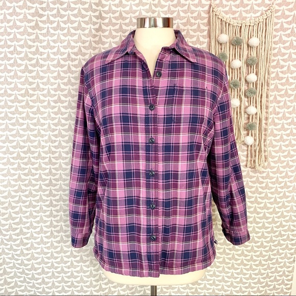 L.L. Bean Tops - LL Bean Flannel Fleece Lined Jacket Plaid Shirt